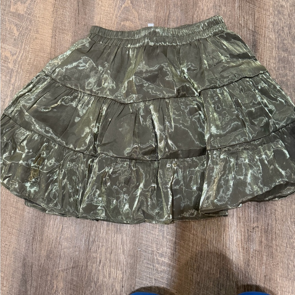 Hayden Olive Shimmer Tiered Skirt